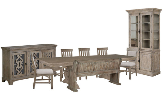 Magnussen - Tinley Park Dove Tail Grey Extendable Rectangular Dining Table With 4 Side Chairs 2 Upholstered Side Chairs Server And Dining Cabinet - D4646-20-KIT29 view 1
