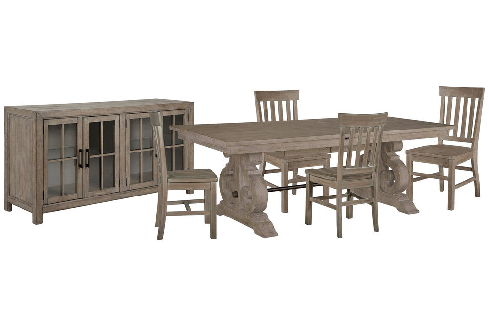 Magnussen - Tinley Park Dove Tail Grey Extendable Rectangular Dining Table With 4 Side Chairs And Buffet Curio Cabinet - D4646-20-KIT3 view 1