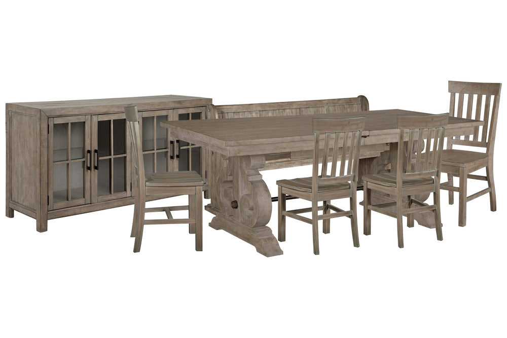 Magnussen - Tinley Park Dove Tail Grey Extendable Rectangular Dining Table With 4 Side Chairs Bench And Buffet Curio Cabinet - D4646-20-KIT23 view 1