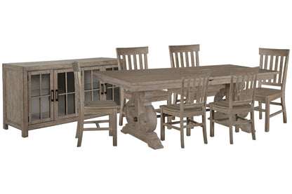 Magnussen - Tinley Park Dove Tail Grey Extendable Rectangular Dining Table With 6 Side Chairs And Buffet Curio Cabinet - D4646-20-KIT8 view 1