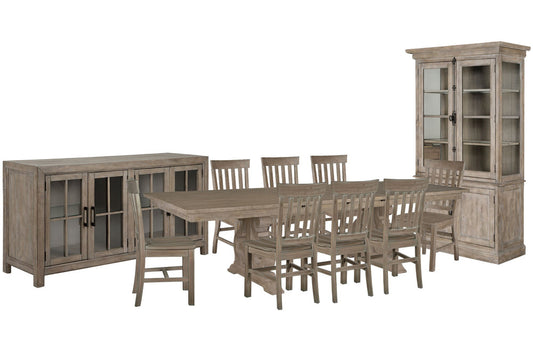 Magnussen - Tinley Park Dove Tail Grey Extendable Rectangular Dining Table With 8 Side Chairs Buffet Curio Cabinet And Dining Cabinet - D4646-20-KIT15 view 1