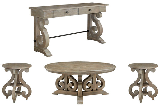 Magnussen - Tinley Park Dove Tail Grey Round Cocktail Table With 2 Accent End Table And Sofa Table - T4646-45KIT3 view 1