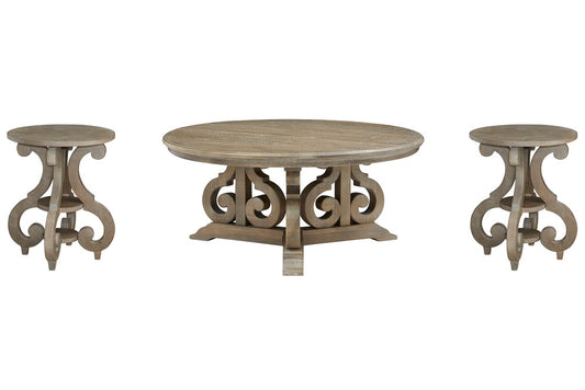 Magnussen - Tinley Park Dove Tail Grey Round Cocktail Table With 2 Accent End Table - T4646-45KIT2 view 1