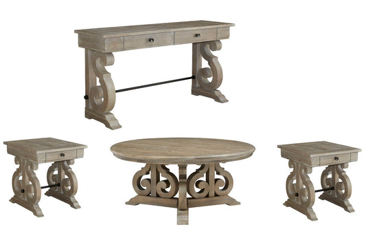 Magnussen - Tinley Park Dove Tail Grey Round Cocktail Table With 2 End Table And Sofa Table - T4646-45KIT6 view 1