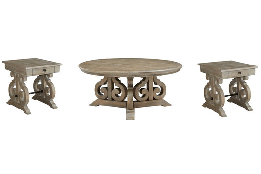 Magnussen - Tinley Park Dove Tail Grey Round Cocktail Table With 2 End Table - T4646-45KIT5 view 1