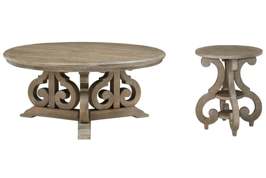 Magnussen - Tinley Park Dove Tail Grey Round Cocktail Table With Accent End Table - T4646-45KIT1 view 1