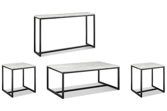 Magnussen - Torin White Marble And Matte Black Rectangular Cocktail Table With 2 End Table And Sofa Table - T5759-43KIT3 view 1