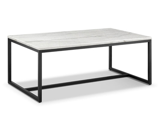 Magnussen - Torin White Marble And Matte Black Rectangular Cocktail Table With End Table - T5759-43KIT1 view 2