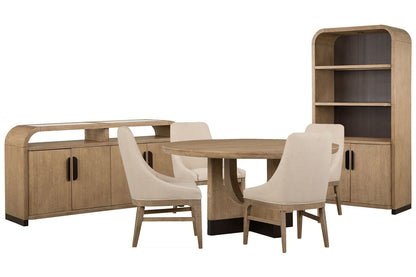 Magnussen - Tristan Swiss Coffee 60" Round Dining Table With 4 Arm Chairs Sideboard And Dining Cabinet - D5878-23-KIT6 view 1
