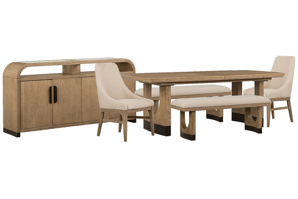 Magnussen - Tristan Swiss Coffee Extendable Trestle Dining Table With 2 Benches 2 Arm Chairs And Sideboard - D5878-21-KIT32 view 1