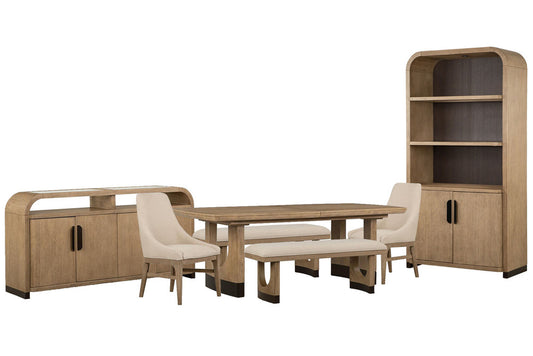 Magnussen - Tristan Swiss Coffee Extendable Trestle Dining Table With 2 Benches 2 Arm Chairs Sideboard And Dining Cabinet - D5878-21-KIT33 view 1