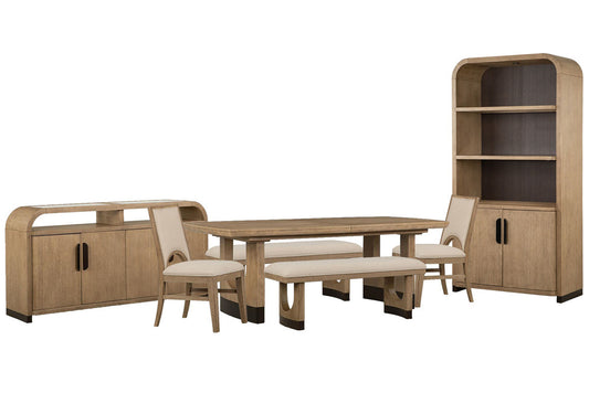Magnussen - Tristan Swiss Coffee Extendable Trestle Dining Table With 2 Benches 2 Side Chairs Sideboard And Dining Cabinet - D5878-21-KIT30 view 1