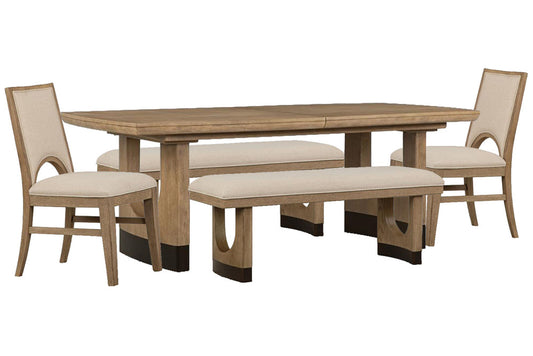 Magnussen - Tristan Swiss Coffee Extendable Trestle Dining Table With 2 Benches And 2 Side Chairs - D5878-21-KIT28 view 1