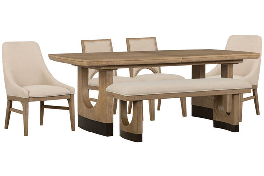 Magnussen - Tristan Swiss Coffee Extendable Trestle Dining Table With 2 Side Chairs 2 Arm Chairs And Bench - D5878-21-KIT22 view 1