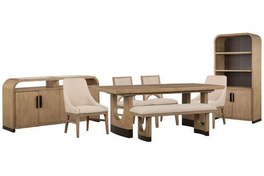 Magnussen - Tristan Swiss Coffee Extendable Trestle Dining Table With 2 Side Chairs 2 Arm Chairs Bench Sideboard And Dining Cabinet - D5878-21-KIT24 view 1