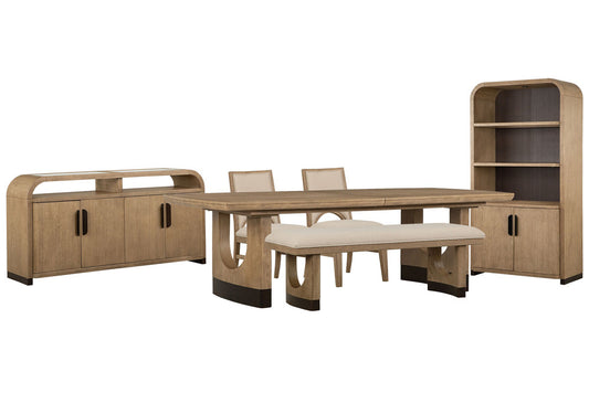 Magnussen - Tristan Swiss Coffee Extendable Trestle Dining Table With 2 Side Chairs Bench Sideboard And Dining Cabinet - D5878-21-KIT18 view 1