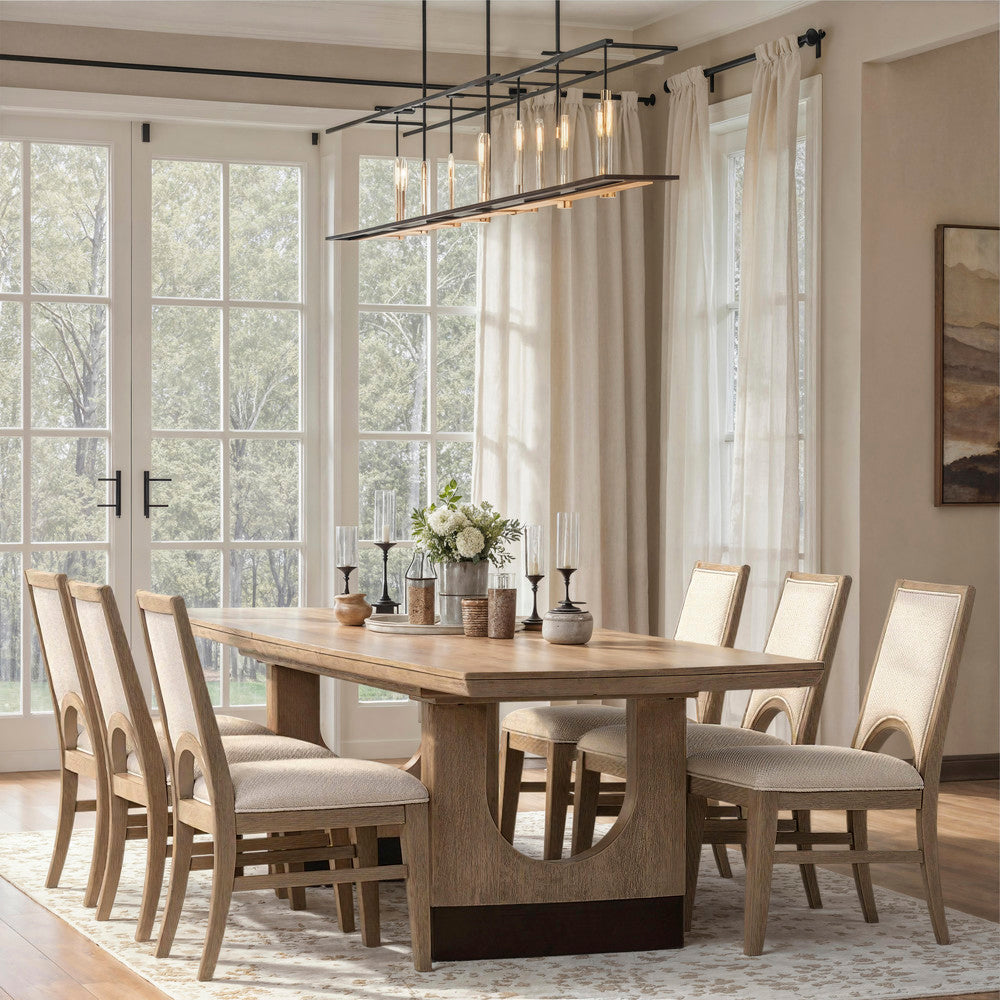 Magnussen - Tristan Swiss Coffee Extendable Trestle Dining Table With 4 Side Chairs Bench Sideboard And Dining Cabinet - D5878-21-KIT21 view 9