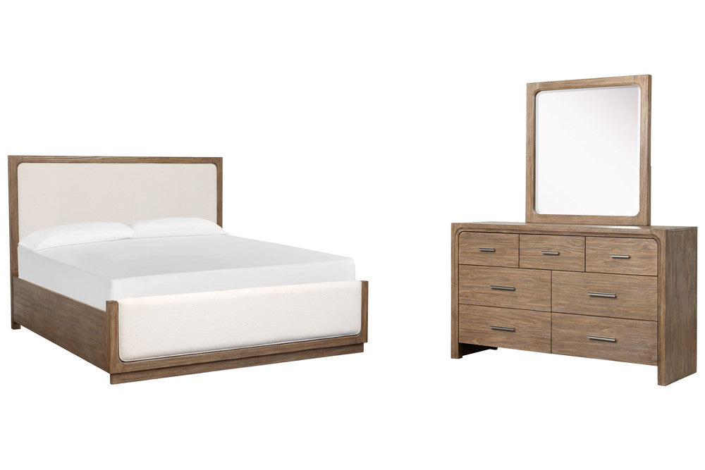 Magnussen - Westbourne Dark Umber California King Upholstered Panel Bed And Drawer Dresser With Portrait Mirror - B5888-75-KIT3 view 1