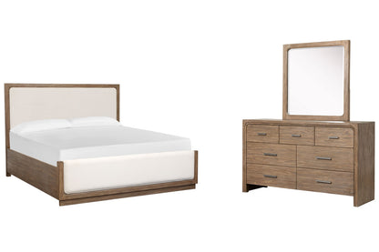 Magnussen - Westbourne Dark Umber California King Upholstered Panel Bed And Drawer Dresser With Portrait Mirror - B5888-75-KIT3 view 1