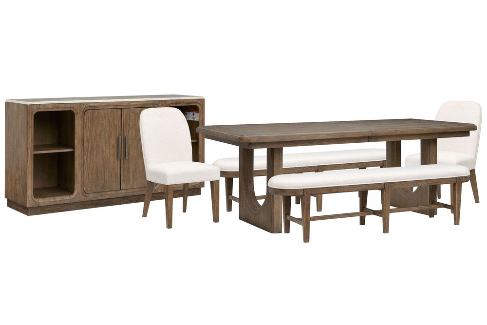 Magnussen - Westbourne Dark Umber Extendable Trestle Dining Table With 2 Benches 2 Host Chairs And Sideboard - D5888-21-KIT22 view 1