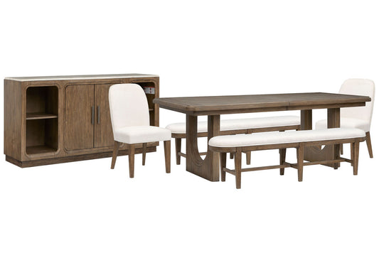 Magnussen - Westbourne Dark Umber Extendable Trestle Dining Table With 2 Benches 2 Host Chairs And Sideboard - D5888-21-KIT22 view 1