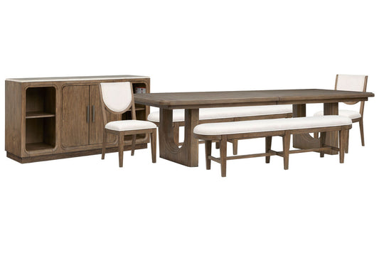 Magnussen - Westbourne Dark Umber Extendable Trestle Dining Table With 2 Benches 2 Side Chairs And Sideboard - D5888-21-KIT20 view 1