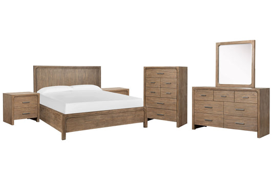 Magnussen - Westbourne Dark Umber King Panel Bed 2 Nightstands Drawer Dresser With Portrait Mirror And Drawer Chest - B5888-64-KIT5 view 1