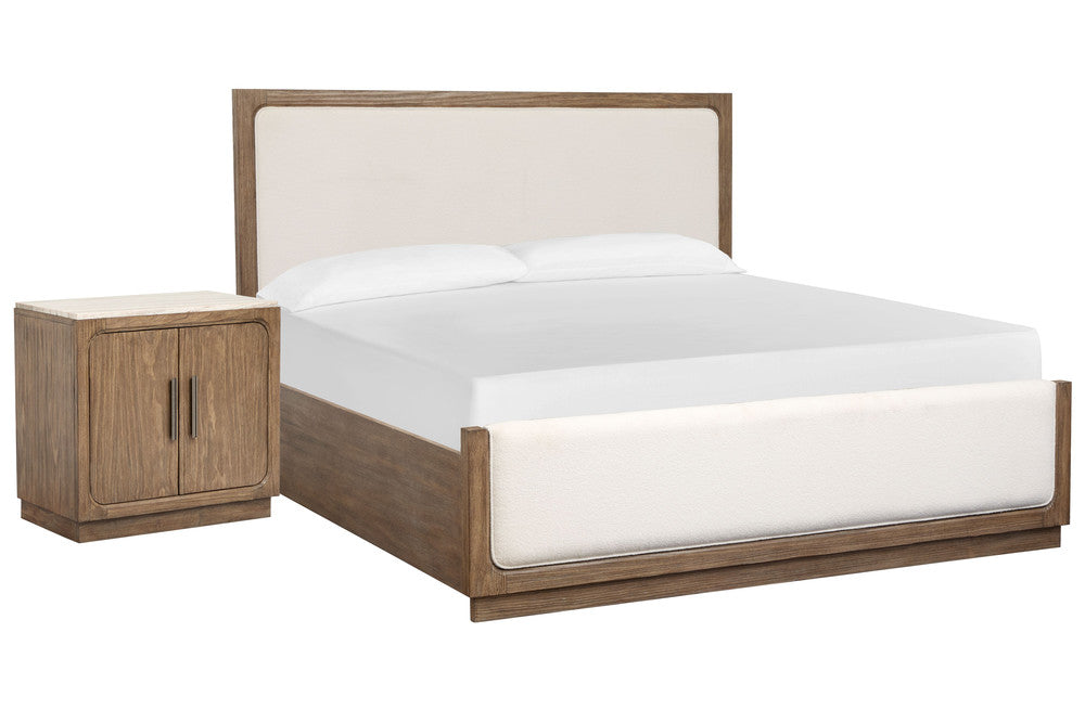 Magnussen - Westbourne Dark Umber King Upholstered Panel Bed With Door Nightstand - B5888-65-KIT7 view 1