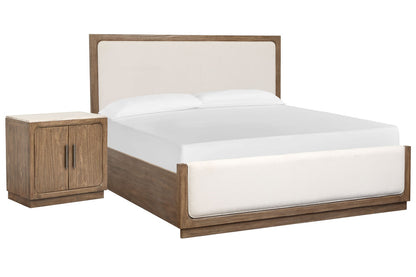 Magnussen - Westbourne Dark Umber King Upholstered Panel Bed With Door Nightstand - B5888-65-KIT7 view 1