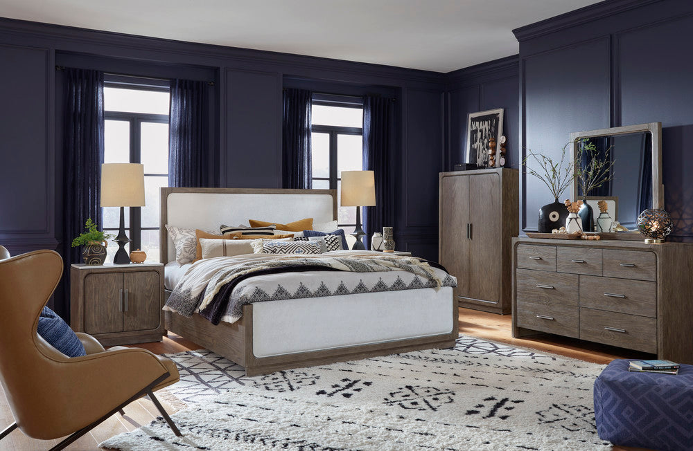 Magnussen - Westbourne Dark Umber King Upholstered Panel Bed With Door Nightstand - B5888-65-KIT7 view 12