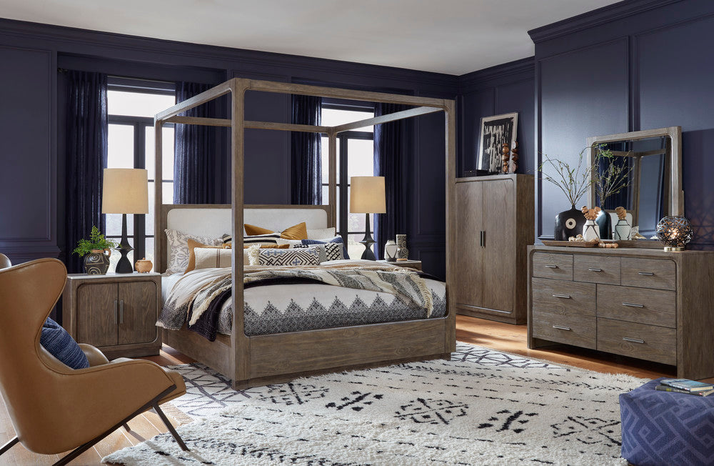 Magnussen - Westbourne Dark Umber King Upholstered Poster Bed 2 Door Nightstands And Drawer Dresser With Portrait Mirror - B5888-66-KIT9 view 12