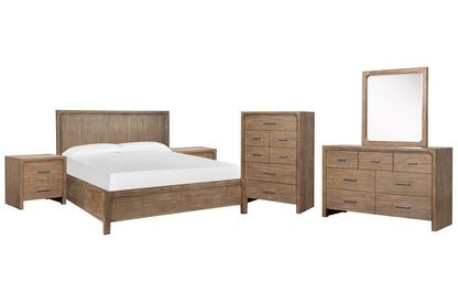 Magnussen - Westbourne Dark Umber Queen Panel Bed 2 Nightstands Drawer Dresser With Portrait Mirror And Drawer Chest - B5888-54-KIT5 view 1
