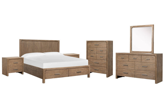 Magnussen - Westbourne Dark Umber Queen Panel Storage Bed 2 Nightstands Drawer Dresser With Portrait Mirror And Drawer Chest - B5888-54A-KIT5 view 1