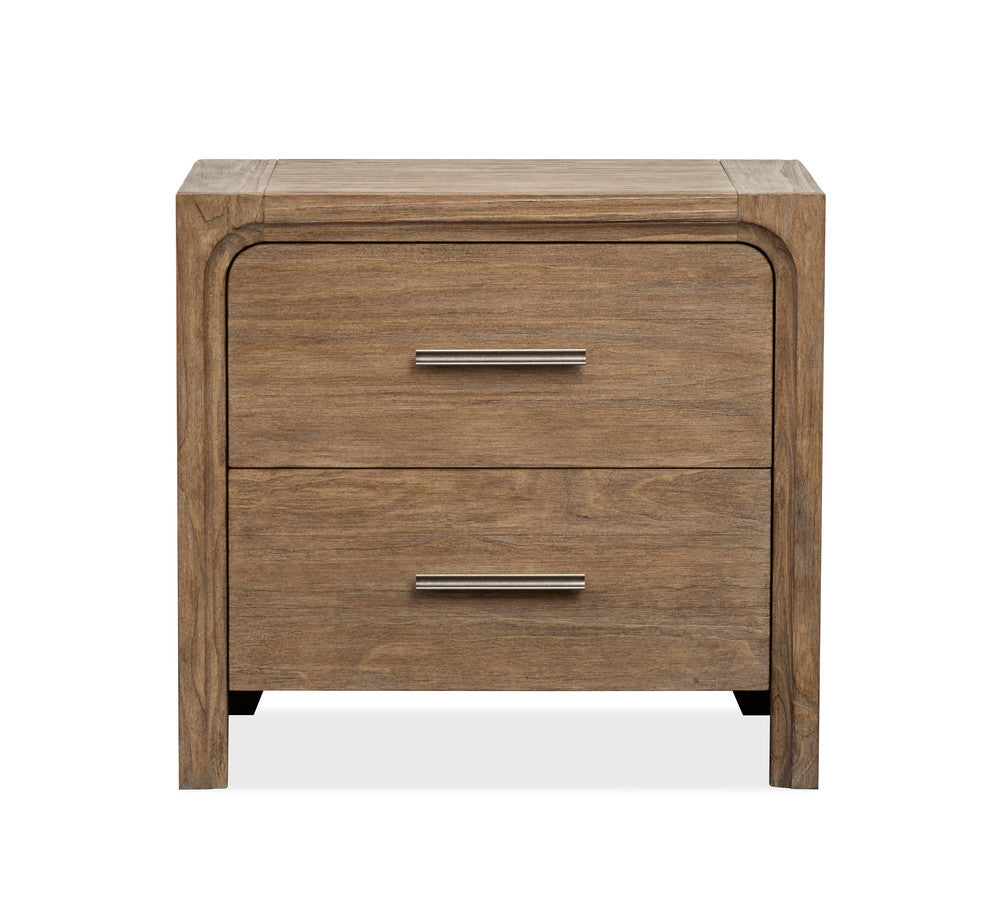 Magnussen - Westbourne Dark Umber Queen Upholstered Panel Bed 2 Nightstands And Drawer Dresser With Portrait Mirror - B5888-55-KIT4 view 6
