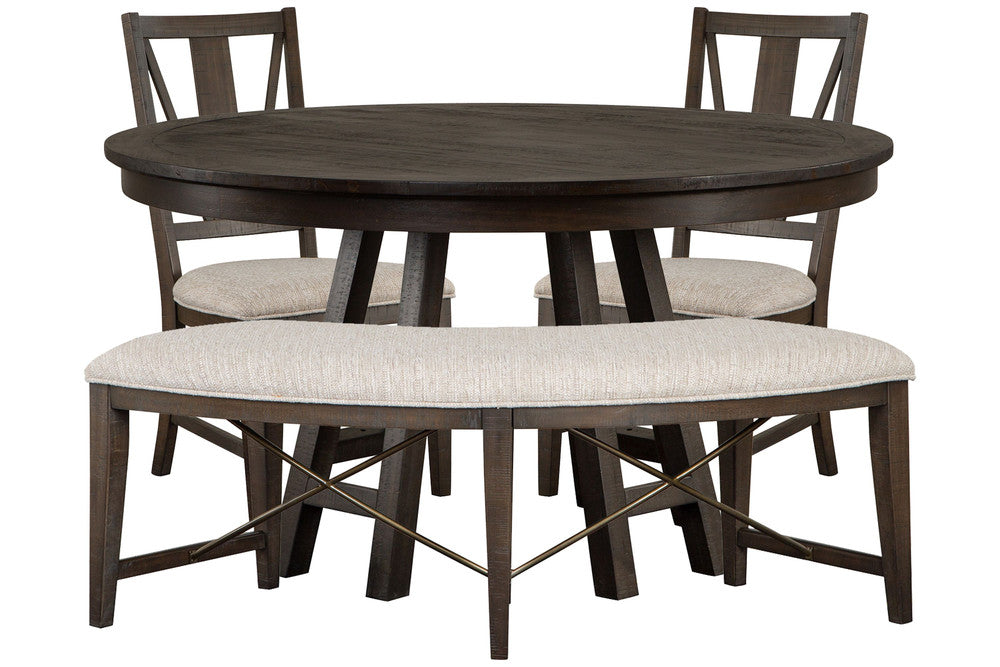 Magnussen - Westley Falls Graphite 52" Round Dining Table With 2 Side Chairs And Curved Bench - D4399-27-KIT13 view 1