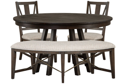 Magnussen - Westley Falls Graphite 52" Round Dining Table With 2 Side Chairs And Curved Bench - D4399-27-KIT13 view 1