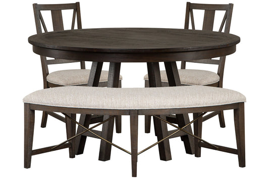 Magnussen - Westley Falls Graphite 52" Round Dining Table With 2 Side Chairs And Curved Bench - D4399-27-KIT13 view 1