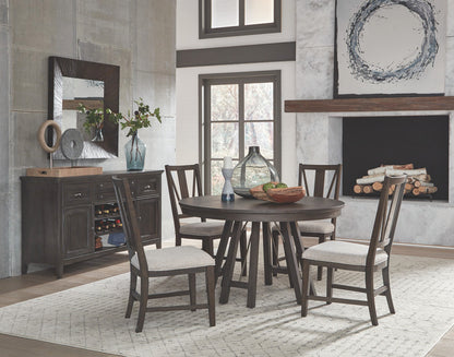 Magnussen - Westley Falls Graphite 52" Round Dining Table With 2 Side Chairs And Curved Bench - D4399-27-KIT13 view 10