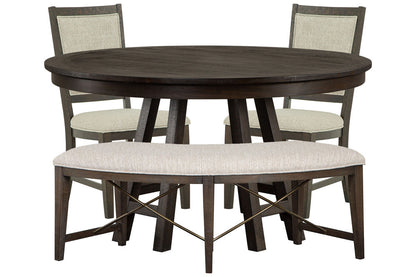 Magnussen - Westley Falls Graphite 52" Round Dining Table With 2 Upholstered Side Chairs And Curved Bench - D4399-27-KIT15 view 1