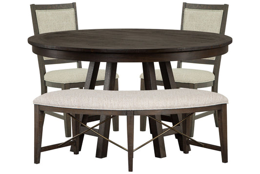Magnussen - Westley Falls Graphite 52" Round Dining Table With 2 Upholstered Side Chairs And Curved Bench - D4399-27-KIT15 view 1