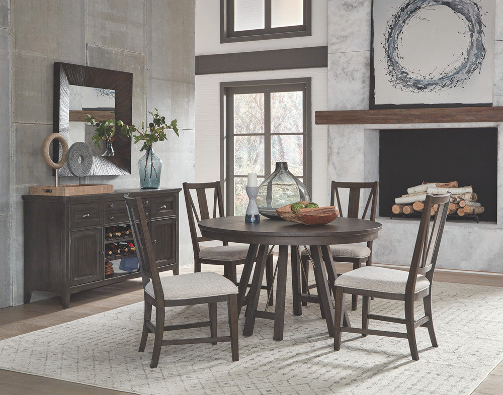 Magnussen - Westley Falls Graphite 52" Round Dining Table With 2 Upholstered Side Chairs And Curved Bench - D4399-27-KIT15 view 10