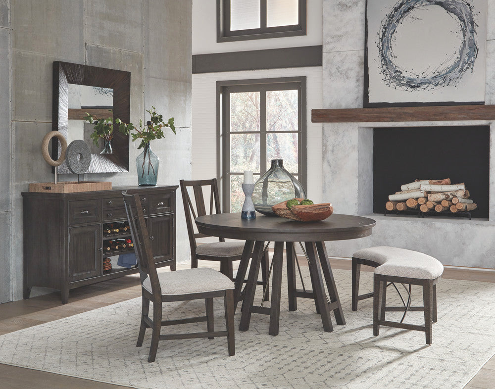 Magnussen - Westley Falls Graphite 52" Round Dining Table With 4 Upholstered Side Chairs - D4399-27-KIT3 view 11