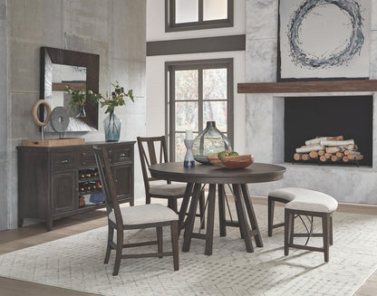 Magnussen - Westley Falls Graphite 52" Round Dining Table With 4 Upholstered Side Chairs - D4399-27-KIT3 view 11