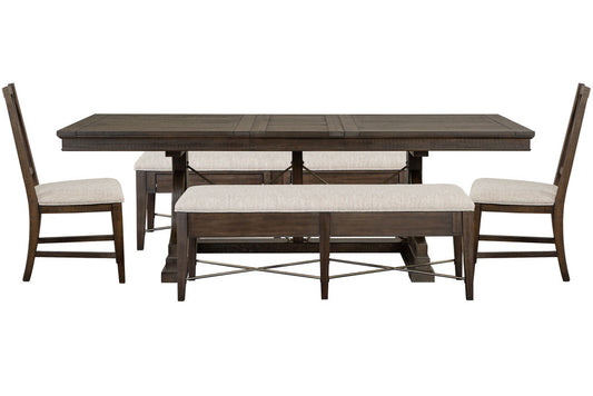 Magnussen - Westley Falls Graphite Extendable Trestle Dining Table With 2 Upholstered Benches And 2 Side Chairs - D4399-25-KIT47 view 1