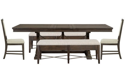 Magnussen - Westley Falls Graphite Extendable Trestle Dining Table With 2 Upholstered Benches And 2 Upholstered Side Chairs - D4399-25-KIT49 view 1