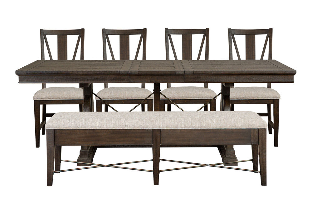 Magnussen - Westley Falls Graphite Extendable Trestle Dining Table With 4 Side Chairs And Upholstered Bench - D4399-25-KIT19 view 1