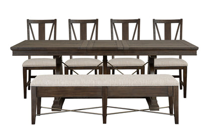 Magnussen - Westley Falls Graphite Extendable Trestle Dining Table With 4 Side Chairs And Upholstered Bench - D4399-25-KIT19 view 1