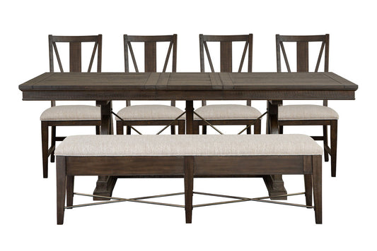 Magnussen - Westley Falls Graphite Extendable Trestle Dining Table With 4 Side Chairs And Upholstered Bench - D4399-25-KIT19 view 1