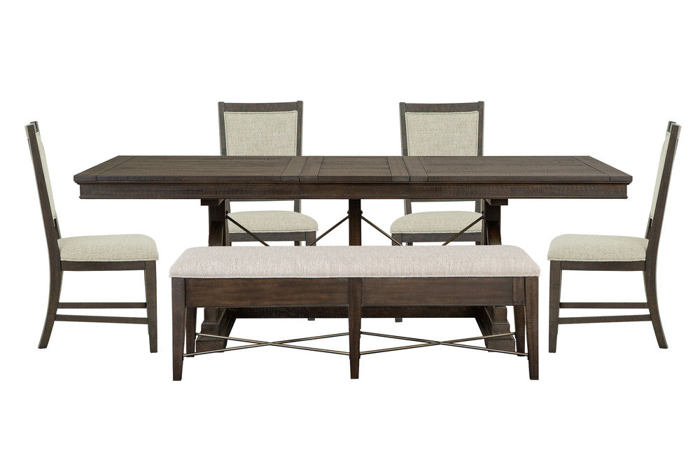 Magnussen - Westley Falls Graphite Extendable Trestle Dining Table With 4 Upholstered Side Chairs And Upholstered Bench - D4399-25-KIT23 view 1