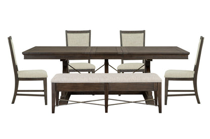 Magnussen - Westley Falls Graphite Extendable Trestle Dining Table With 4 Upholstered Side Chairs And Upholstered Bench - D4399-25-KIT23 view 1